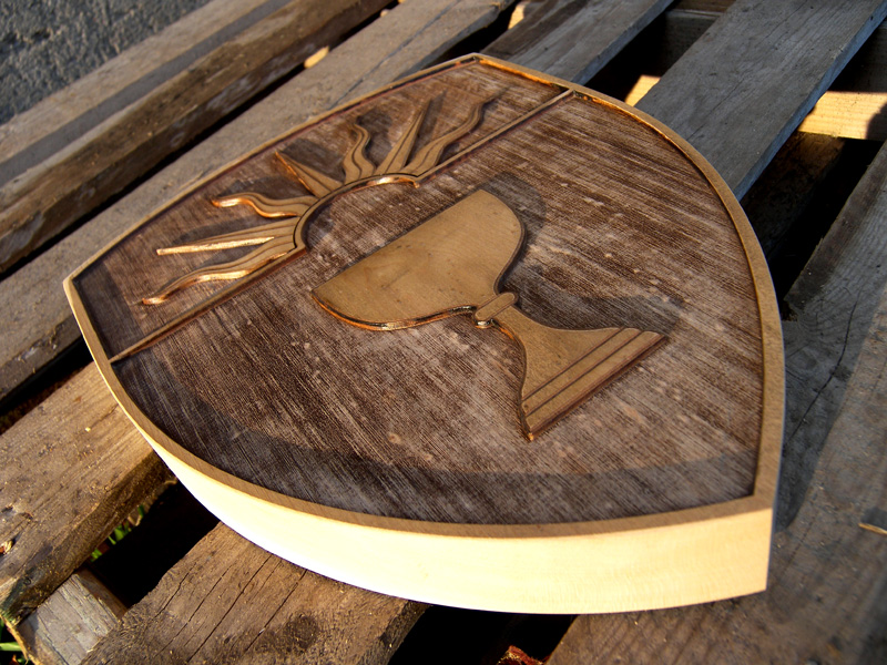 Solid maple laser engraved crest 5