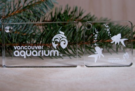 Example of laser etching on acrylic for the Vancouver Aquarium