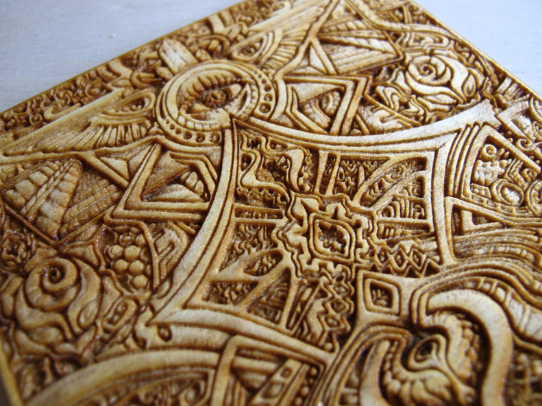 Laser engraved art print in wood for Laura Borealisis 2