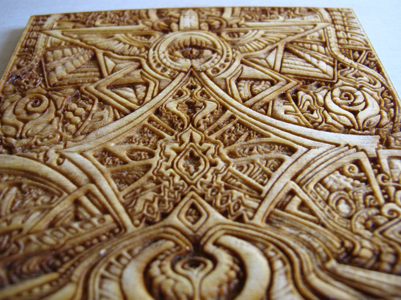 Laser engraved art print in wood for Laura Borealisis 1