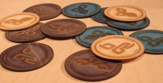 Boz Boards laser cut and 3D laser engraved wood logos in various colours for inlay in longboards / skateboards