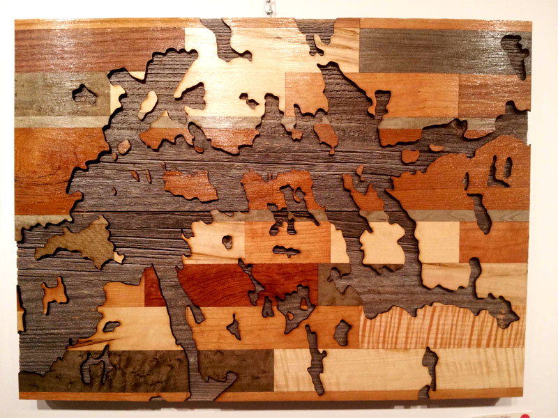 Laser cut Ontario lakes wood art prints by Dan Thompson-Walker