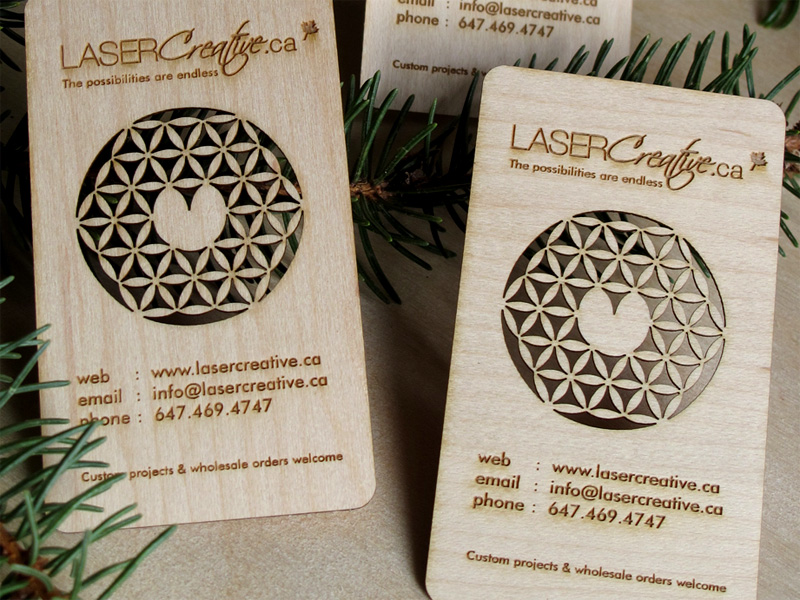 Laser Cut Wood Business Cards