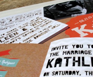 Laser cut font cutouts wedding invitation booklet showing back and front covers close up of laser cut letters