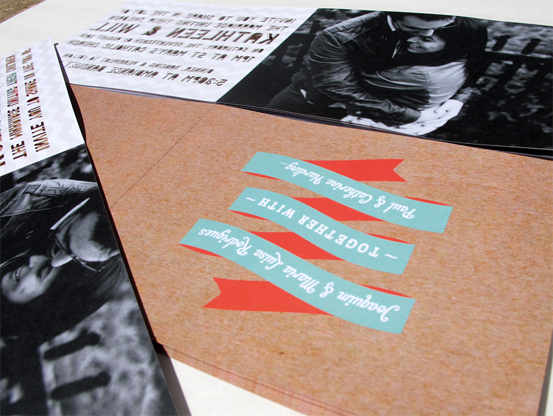 Laser cut font cutouts wedding invitation booklet closeup of back cover