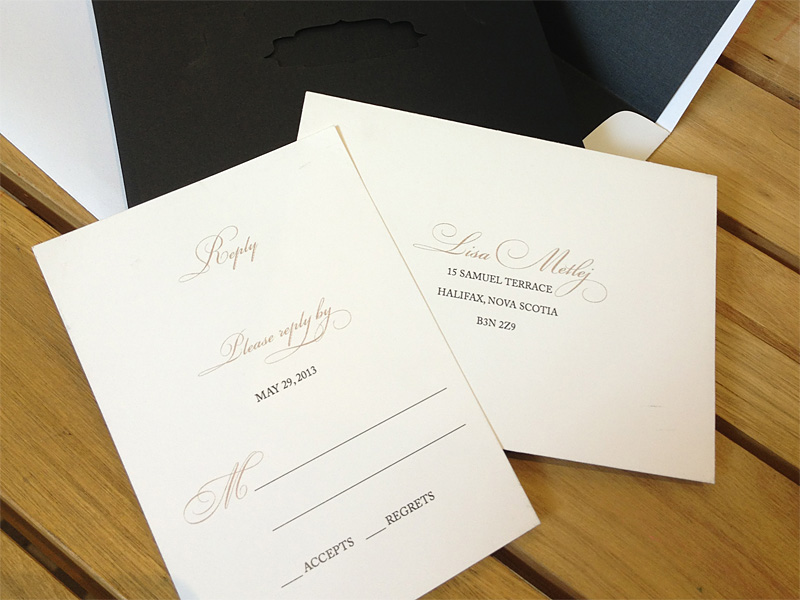 Custom chantilli lace laser cut reply cards