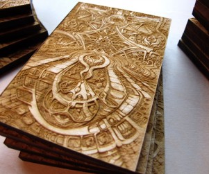 Laser cut and laser engraved wood print by Laura Boreal Isis 6