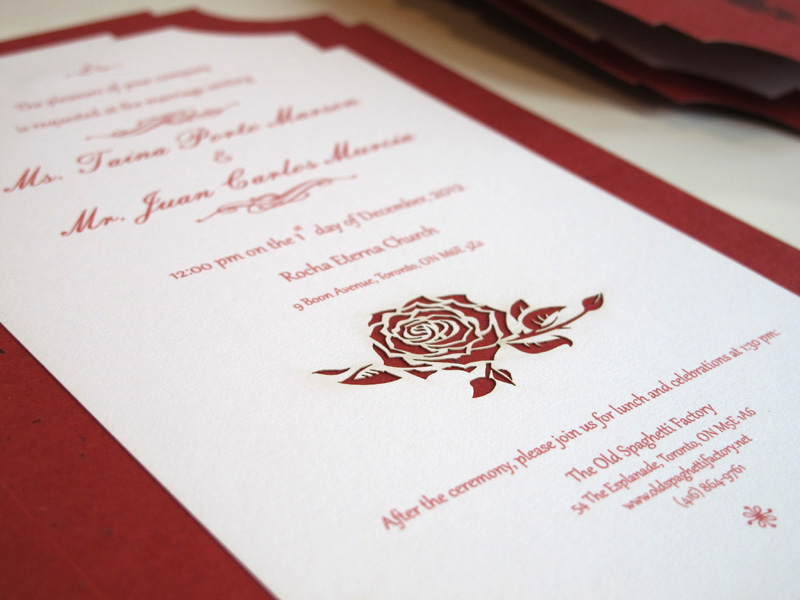 Red rose custom laser cut wedding invitation 1