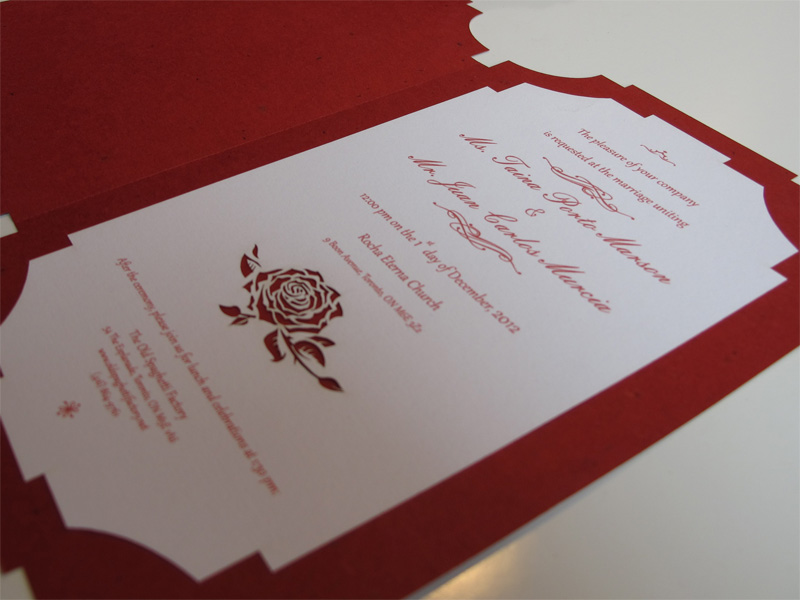 Red rose custom laser cut wedding invitation 2