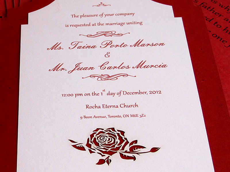 Red rose custom laser cut wedding invitations