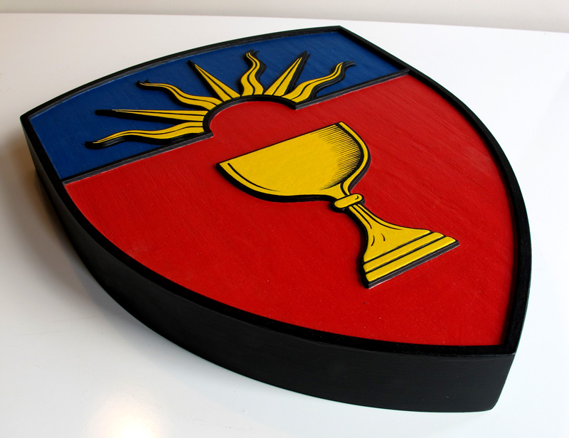 Laser engraved and hand painted solid maple crest for St. Augustine’s Seminary -4.