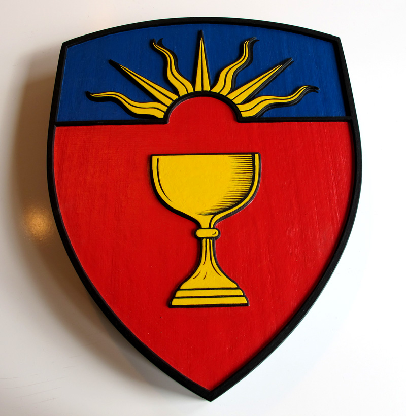 Laser engraved and hand painted solid maple crest for St. Augustine’s Seminary -3.