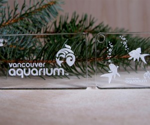 Example of laser etching on acrylic for the Vancouver Aquarium