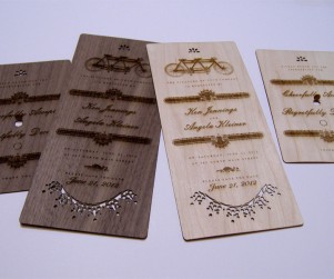 Walnut and Maple wedding invites and reply cards