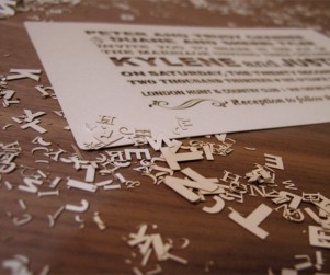 Fontography inspired laser cut invites angle shot