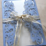 periwinkle blue french flair laser cut wedding invitations