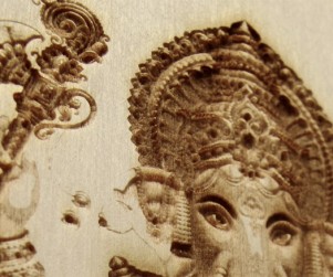 laser engraved ganesha wall hanging detail