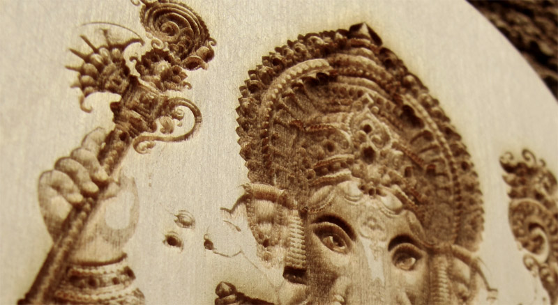 Ganesha laser engraved wood wall hanging