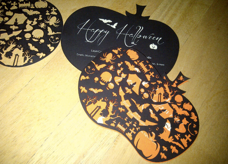 Laser cut custom greeting cards for halloween