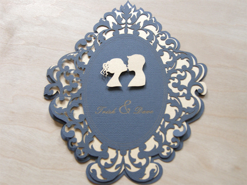 Lovers cameo laser cut wedding invitations