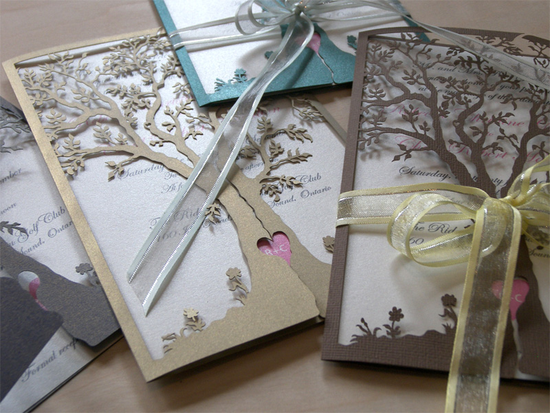 Love Tree laser cut wedding invitations and reply cards